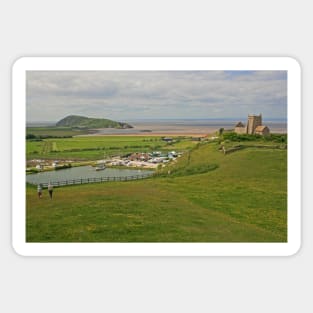 Brean Down, St Nicholas Church & Marine Lake, Uphill Sticker